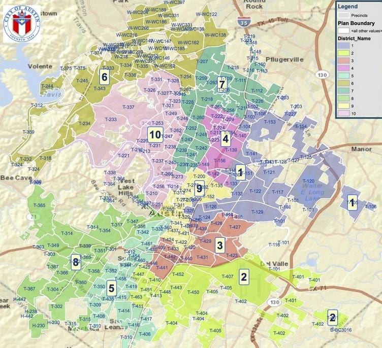Остін зонування карті