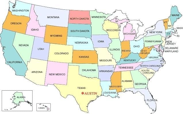 Остін на карті США
